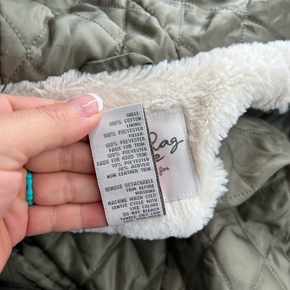 Coat American Rag Army Green Faux Hood Coat Ladies Small - Picture 5 of 5